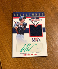 Seth Beer 2017 USA Baseball Signatures Game Patch Green Auto Diamondbacks /199