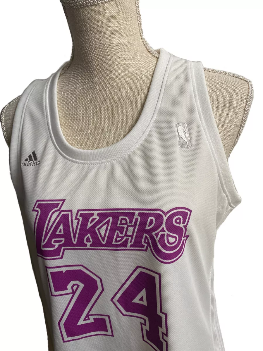 Kobe Bryant 24 adidas Lakers NBA 4Her Basketball White Purple Jersey Tank  Size L