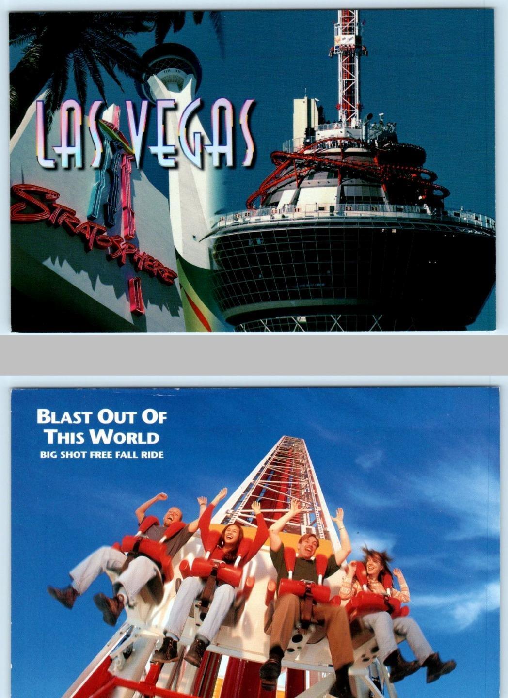 2 Postcards LAS VEGAS, NV~ High Roller Coaster STRATOSPHERE Big Shot 1997-  4x6