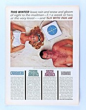 Pan Am This Winter Tan With Pan AM Vintage 1963 Original Print Ad 8.5 x 11"