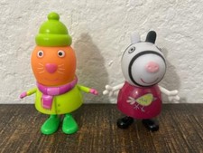 Peppa Pig Friends lot of 2 ZEBRA Zoe and Candy Cat FIGURES