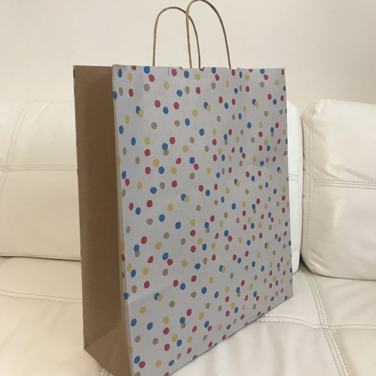 large spot dot Brown paper shopping gift bag used 40x35x12cm eBay