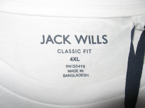 CAMISETAS BLANCAS NUEVAS CON ETIQUETAS PARA HOMBRE DOS 2 JACK WILLS SANDLEFORD CN 100 % ALGODÓN 4XL PTP 25" - Imagen 7 de 8