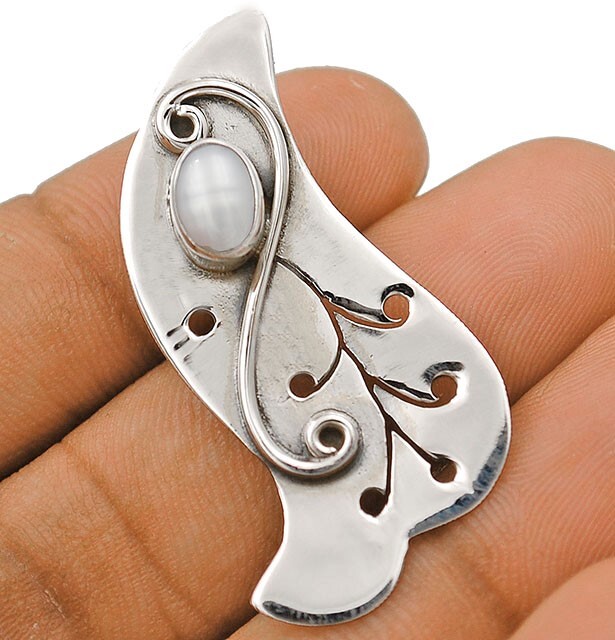 Natural Freshwater Pearl 925 Sterling Silver Pendant 1.3 Inch