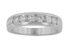 0.75 ct ttw Men's Round Cut Diamond Wedding Band Ring 14 kt White Gold