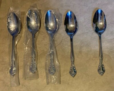 LOT 5 Estia Cascade Soup Spoons Silverware Flatware NEW 7.5''