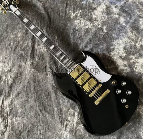 1960 SG Custom Electric Guitar 3 Pickup Ebony Gold Hardware Mahogany Body Black