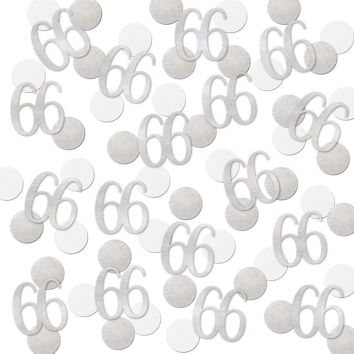 200pcs Silver Glitter 66 Confetti 66th Birthday Number Anniversary Party Decor