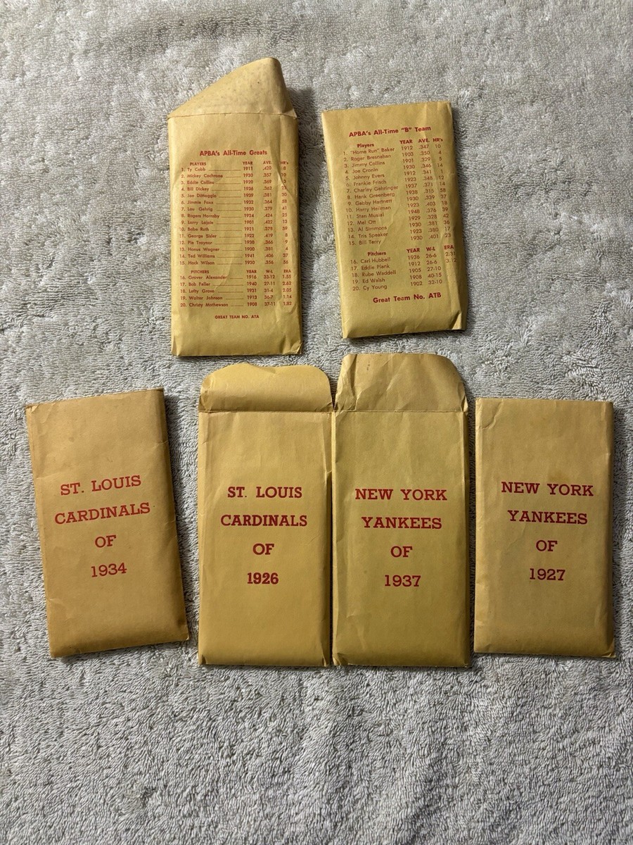 APBA 1927 NEW YORK YANKEES BASEBALL CARDS ST LOUIS CARDINALS ALL