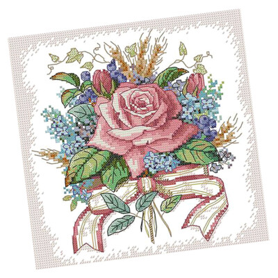 Stickbild Kreuzstich Set 40x50cm - Vorgedruckte Leinwand Mit Garn & Nadel Pflanzen Motiv