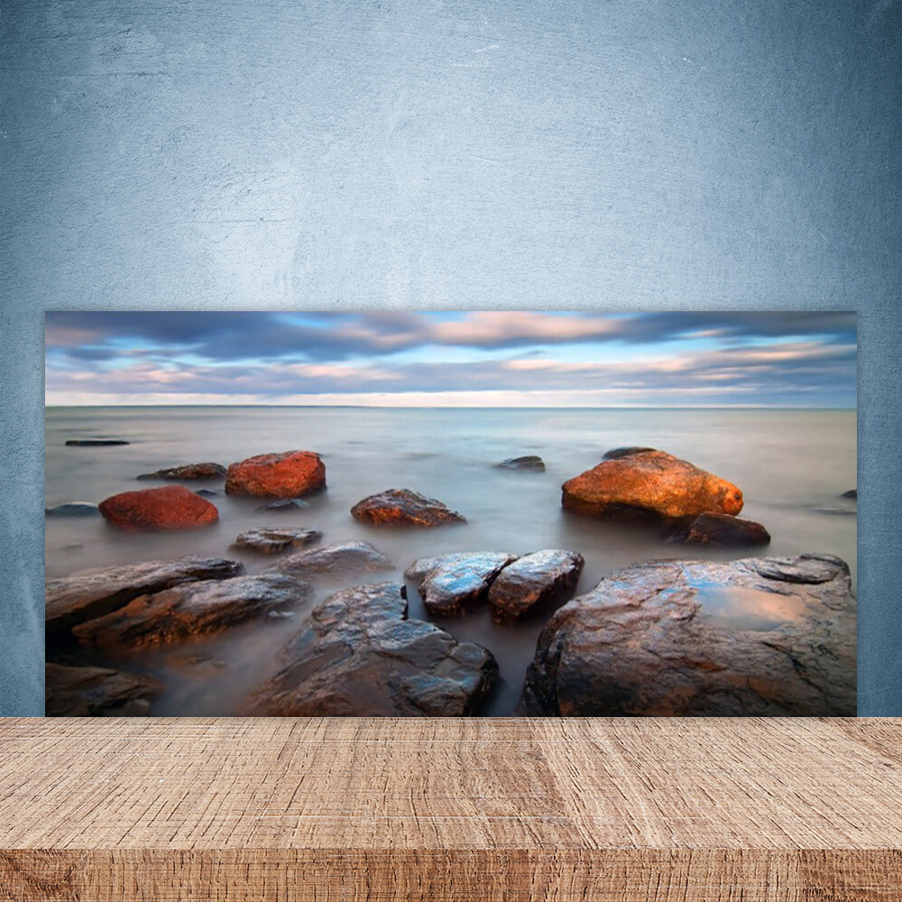 Paroi de cuisine en verre de sécurité 100x50 cm panorama littoral