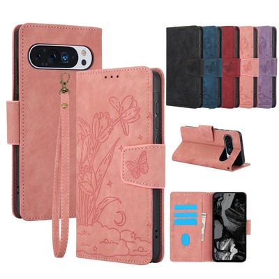 For Google Pixel 8/9/9 ProXL Elegant Embossed PU Leather Folio Card Holder Case 