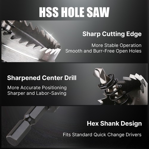 Hole Saw Tooth HSS Stainless Steel Drill Bit Cutter Wrench Metal Wood 12-60 mm - Picture 5 of 50