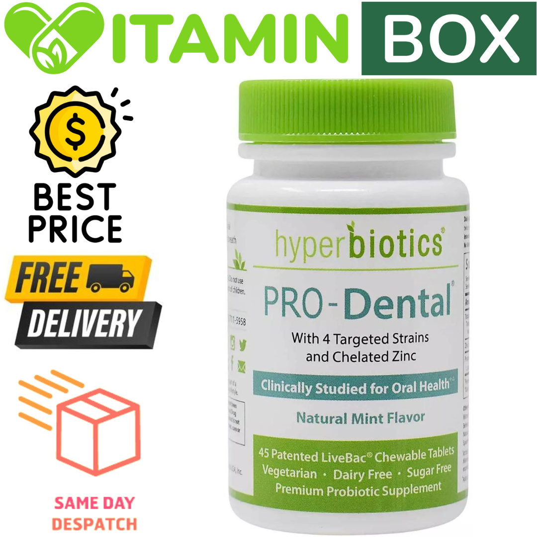 Hyperbiotics ProDental 45 / 90 Chewable Tablets Oral Probiotics