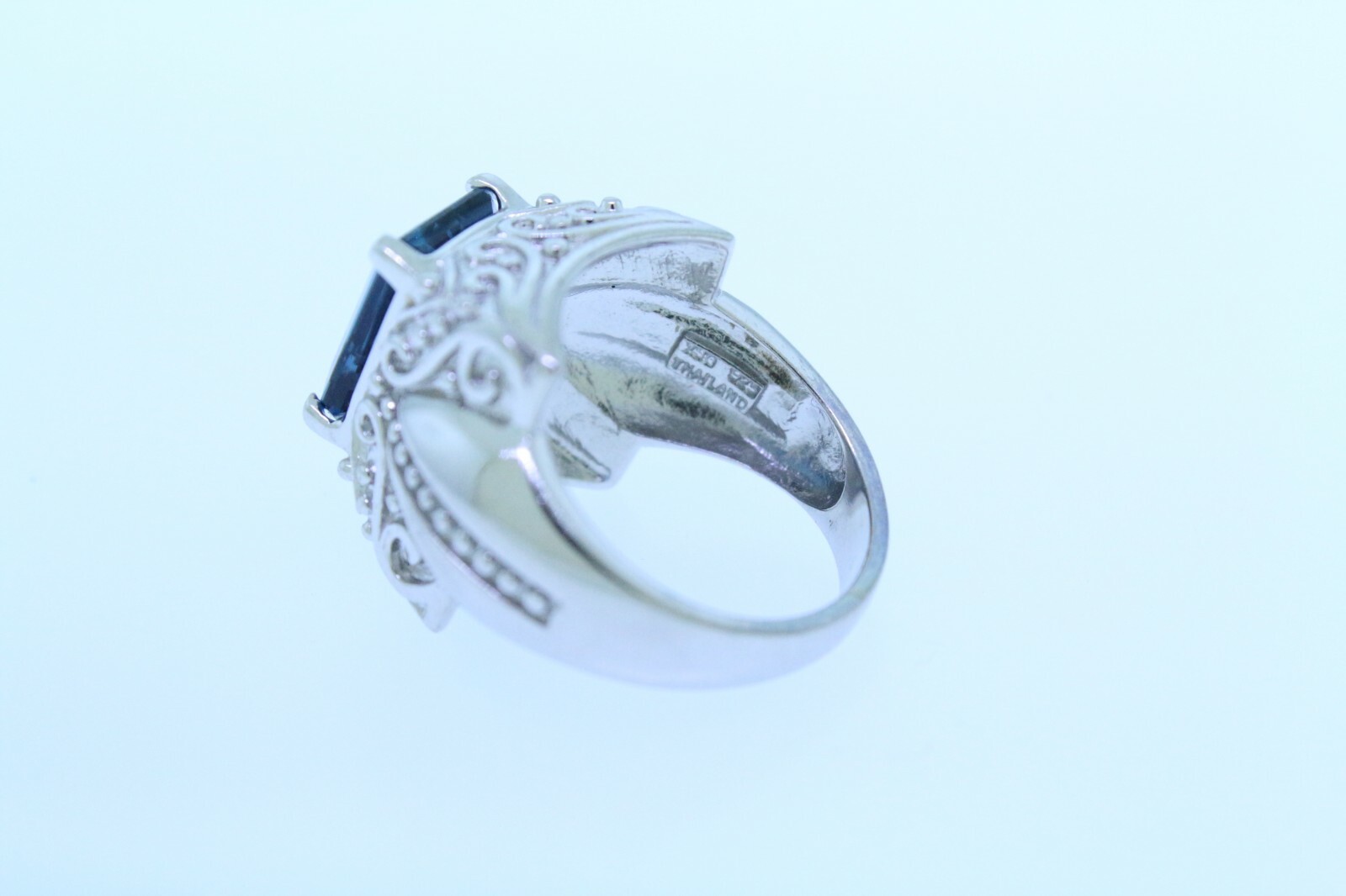 Sterling Silver Blue Topaz Statement Cocktail Ring - image 7