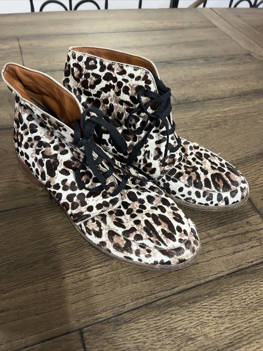 MARC By MARC JACOBS Pony Hair Leather Leopard Print Lace Up Boot 