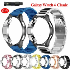 For Samsung Galaxy Watch 7 6 5 4 40/44/42/46/43/47 Metal Band Strap + Case Cover