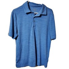 Champion Polo Shirt Mens Medium Blue Heathered Golf Short Sleeve Duo Dry Casual