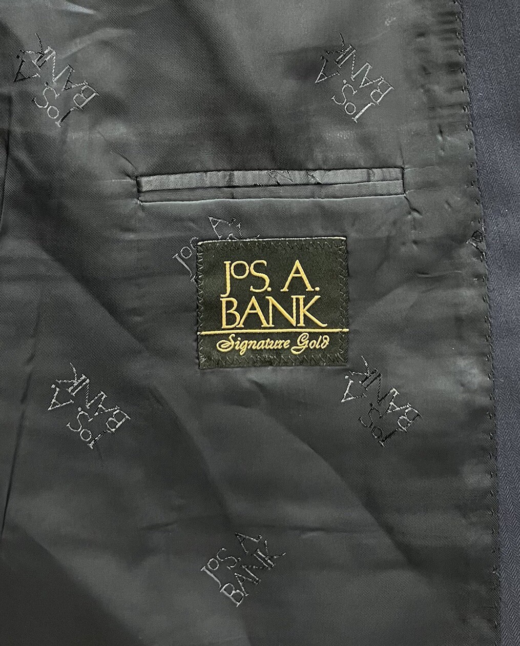 Men's Jos. A. Bank Navy Blue Tonal Stripe Wool 48R 2Button Blazer Suit