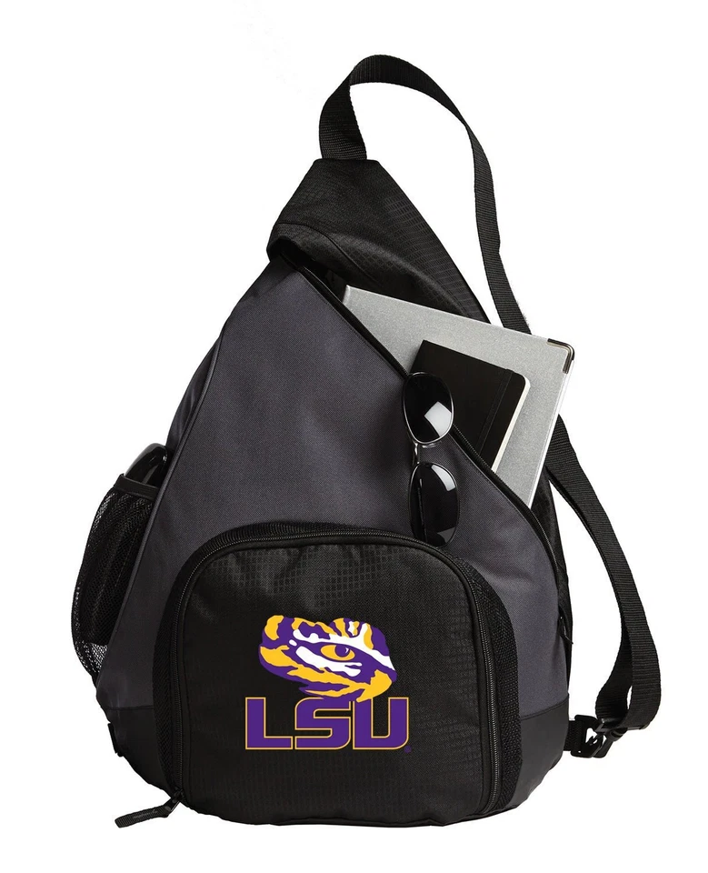 LSU Sling Backpack LSU Tigers Bag with Soccer Ball or Volleyball Bag Sports Gear - Image 3 of 4