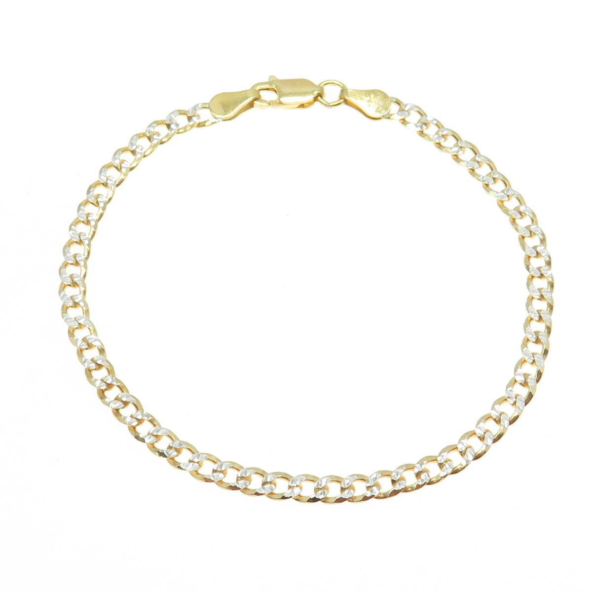 P. LUX 925 Sterling Silver 2-Tone Italy Curb Link Bracelet 7