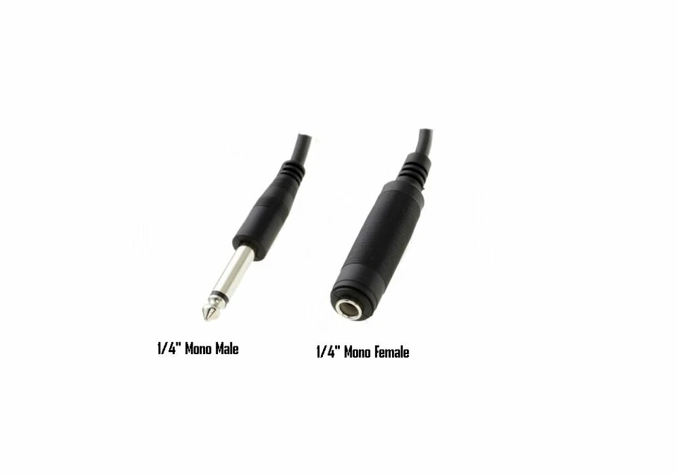 2 Pack 6Ft Mono 1/4" 6.35mm Male to Female Guitar PA Instrument Extension Cable - Image 2 of 2
