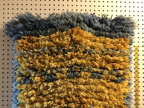 Wall Art Rug Hand Woven Shag Rug Look Blue Yellow Tapestry Modern Hang Home - Picture 4 of 10