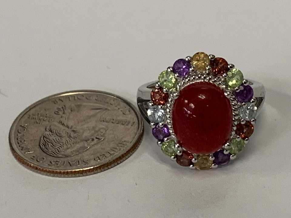 ANILLO DE PLATA ESTERLINA MUTI PIEDRAS PRECIOSAS #BXX Foto 3 de 4