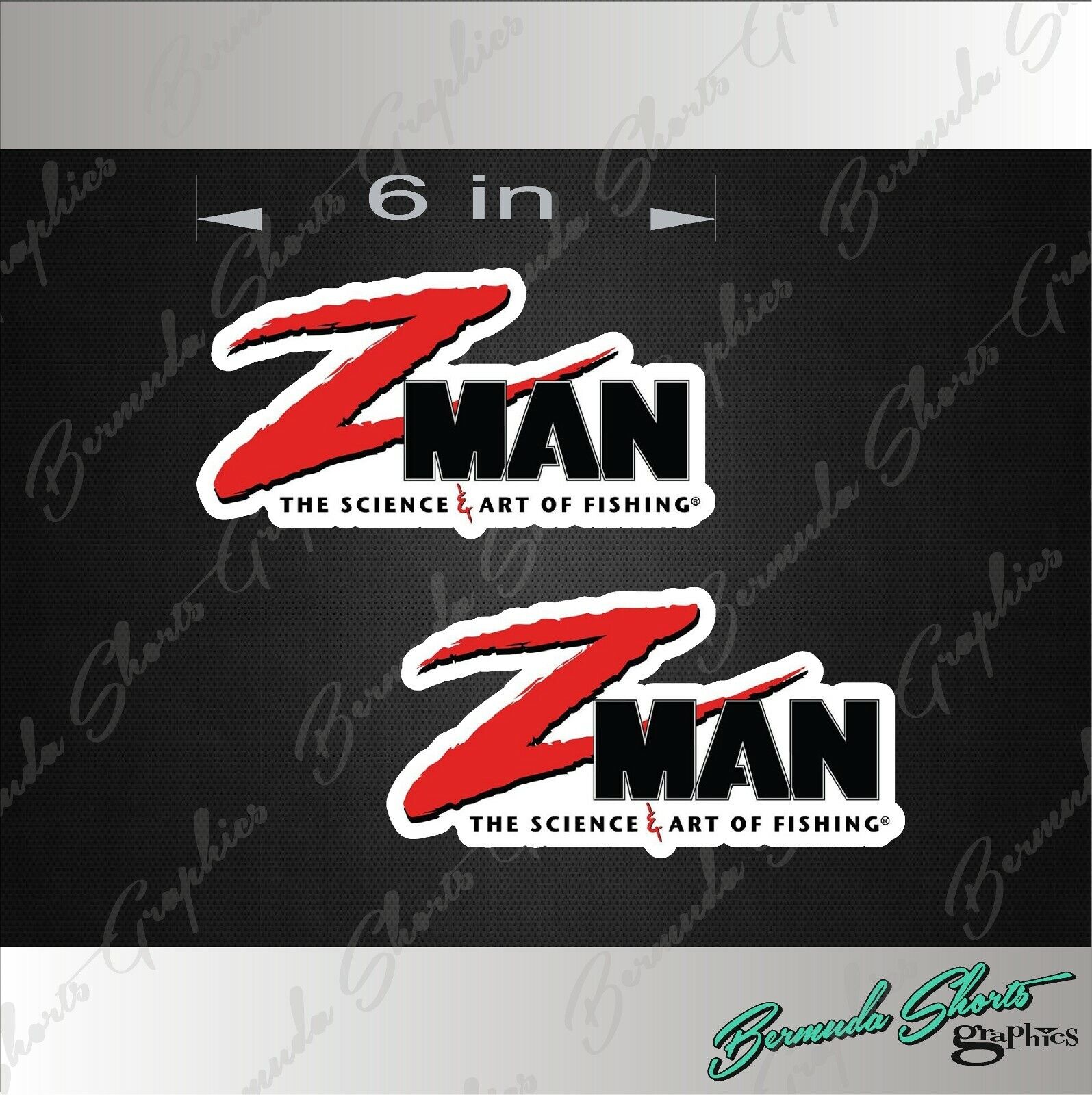 ZMAN /  Z-Man Fishing Logo / PAIR / 6" Vehicle Vinyl Lures Decal Window Stickers