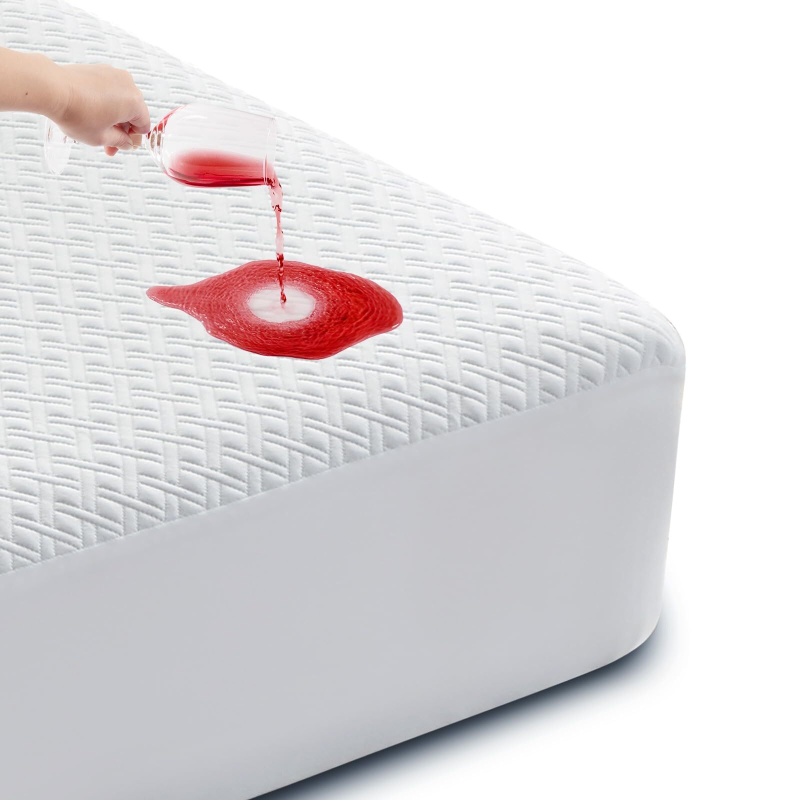 Queen Size 100% Waterproof Mattress Protector, Cooling Mattress Cover Fitted ...