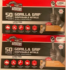 New Grease Monkey 100 ct Gorilla Grip Heavy Duty Nitrile Disposable Gloves