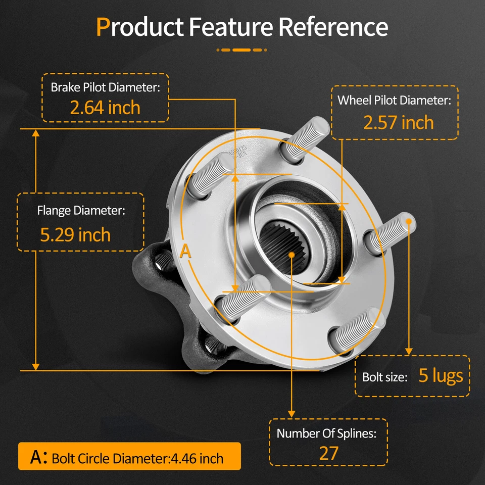 Conjunto de cojinete de cubo de rueda delantera AWD para Infiniti FX35 FX45 2003-2008 2 piezas Foto 3 de 4
