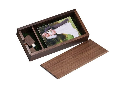 Custom photography logo maple walnut 5x7 album Wooden box + USB 2.0 3.0 penDrive - Picture 9 of 12