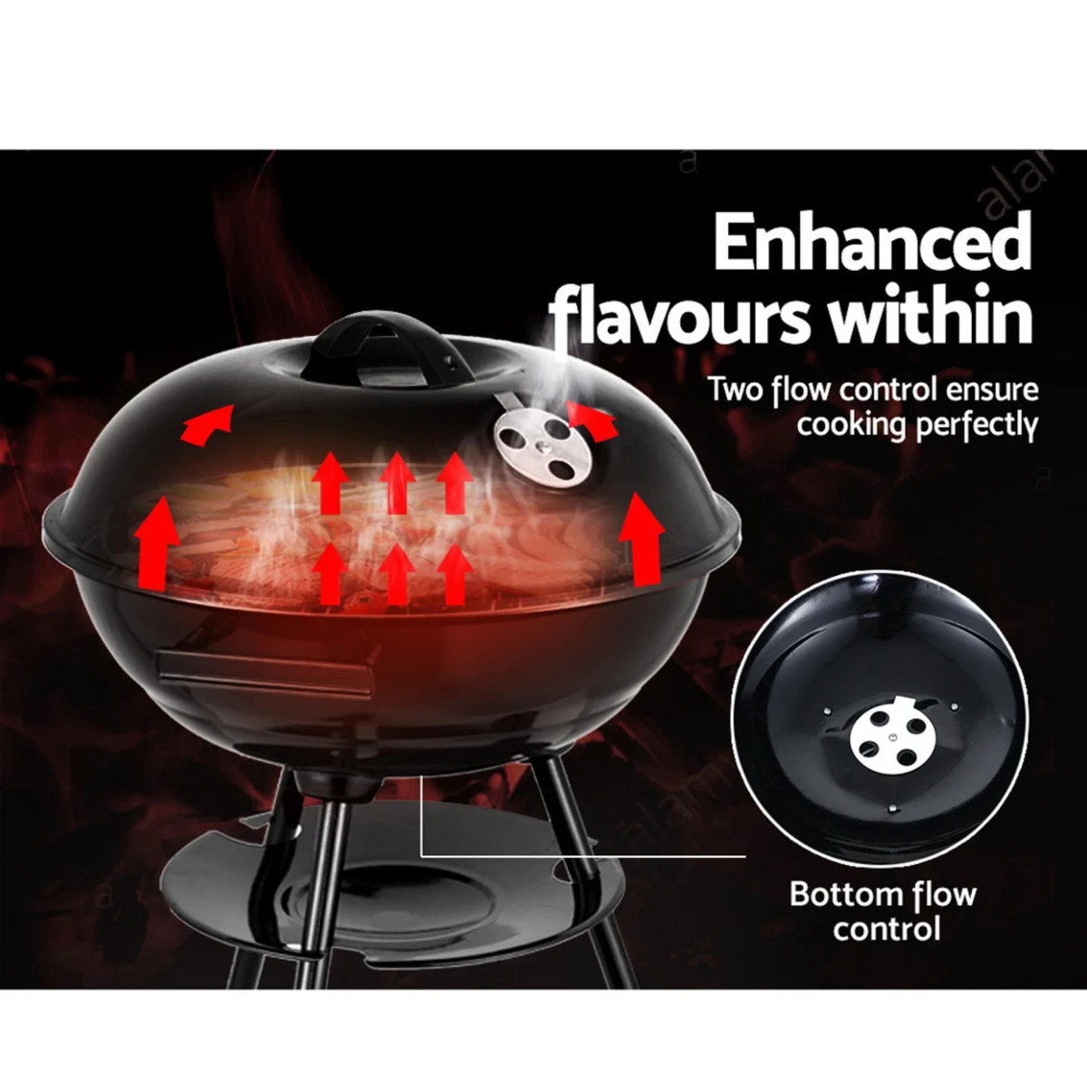 Grillz BBQ Grill Charcoal Smoker Thick Metal Body Charcoal Shelf Steel New AU