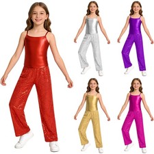 Girls Set Competition Outfits Theme Party Ballroom Hip Hop Dancewear Modern