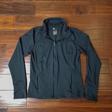 All In Motion Soft Stretch Full Zip Jacket Womens Small Slim Heathered Black