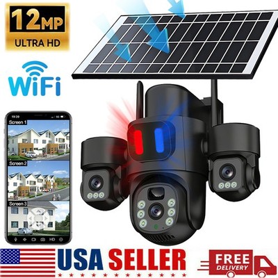 Solar Battery Powered Wireless WiFi Outdoor Pan/Tilt Home Security Camera System