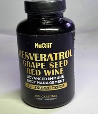 nuqiit resveratrol grape seed red wine Exp 2028 200 Caps Elderberry Garlic 13in1