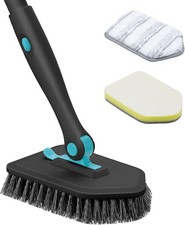 Shower Scrubber with Long Handle, 4 in 1 Tile Tub Scrubber Brush with 3