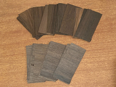 50 Fingerboard Smoked Black Oak wood veneer pieces  2'' x 4.5'' -30 str., 20 cross