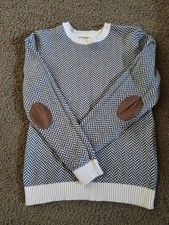 Hope  Henry Sweater With Elbow Patch Boys Size XL Herringbone Organic Cotton