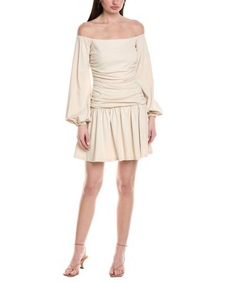 Susana Monaco Off-Shoulder Poet Low-Waist Mini Dress Women's Brown S
