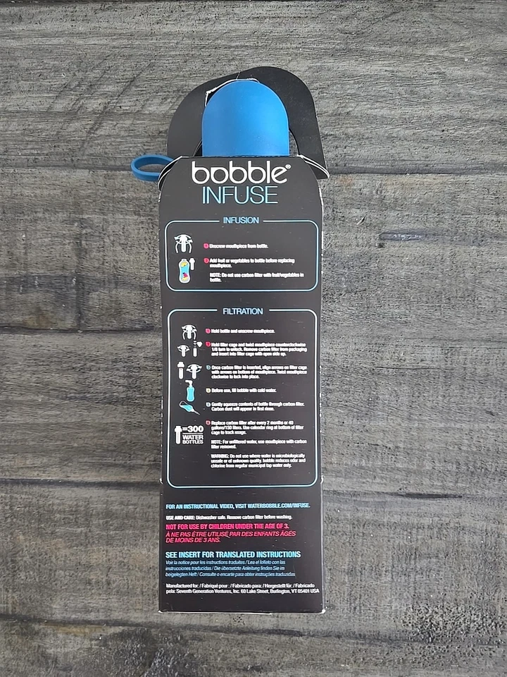 Botella de agua de infusión BOBBLE - Filtro de carbono y sistema de infusión SIN BPA Foto 3 de 4