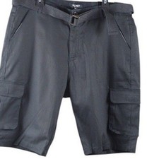 Blu Rock New York Mens Black Cargo Shorts Stretch Cotton Blend Size 40 With Belt