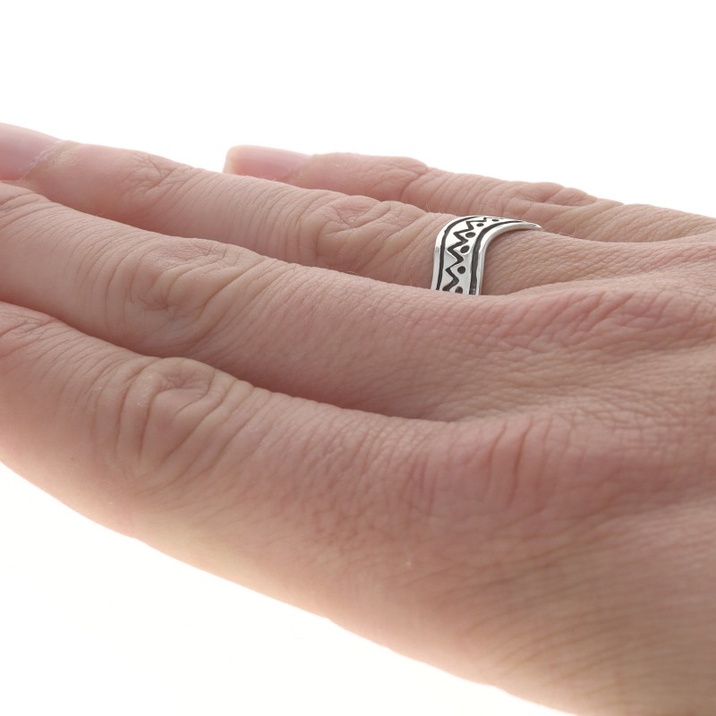 Sterling Silver Wavy Zig Zag Dot Statement Band -… - image 6