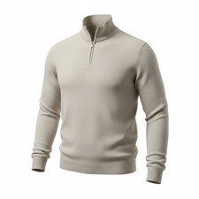 Banana Republic Merino Wool Sweater/Quarter Zip Men's Pullover Beige M flaw 