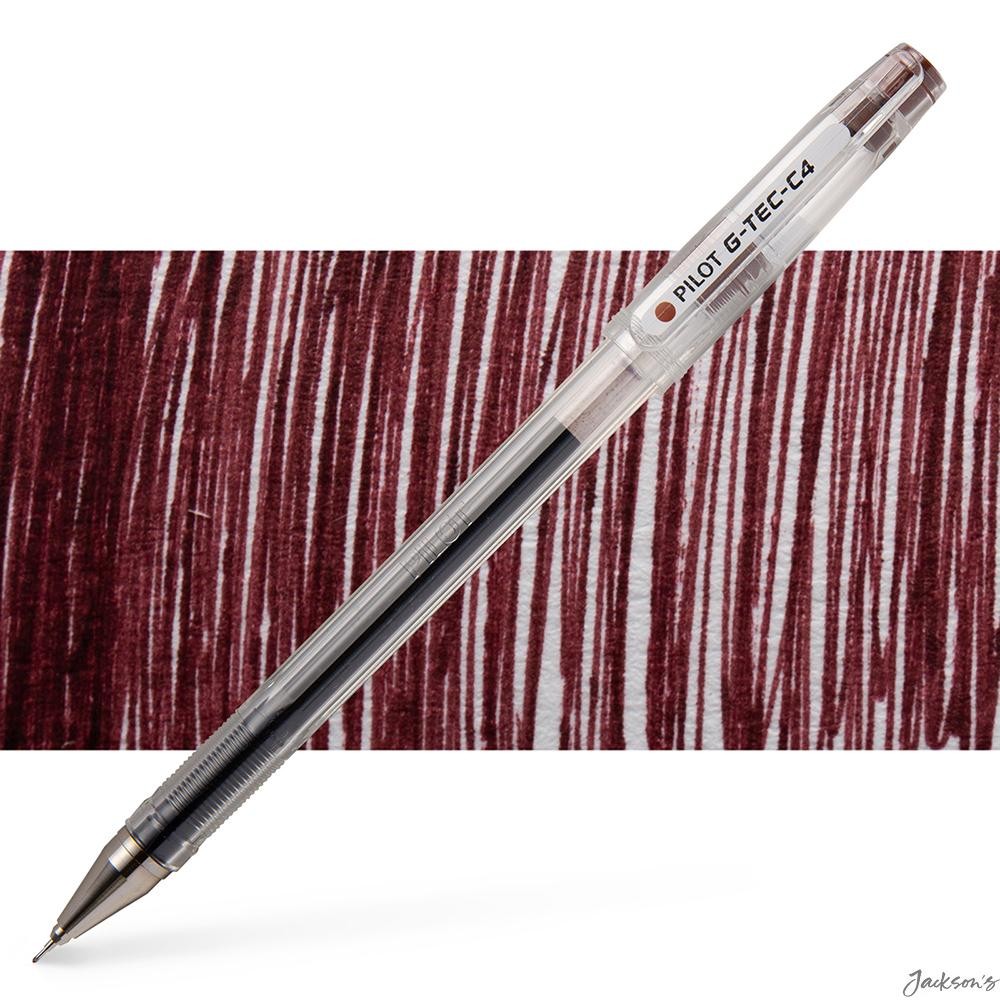 Pilot G-Tec C4 Rollerball Pen Metal Tip 0.4mm Brown Ink Detailed Writing