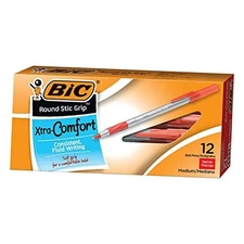  Round Stic Grip Xtra Comfort Ballpoint Pen, Medium Point (1.2mm), Red, 12 