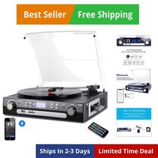 Bluetooth Record Player with Stereo Speakers, Turntable for Vinyl to MP3 with...
