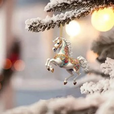 New Golden Acrylic Horse Keychain Pendant Decoration Backpack Gift Ornament Fest